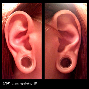 CUSTOM ORDER Clear Single Flare Pyrex Glass Eyelet Customer Photo